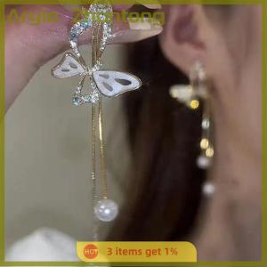Aryio 1Pair Korean Style Long Imitation Tassel Dangle Earrings For Women Trendy Full Fringe Drop Earring Vintage Jewelry