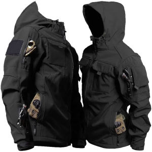 New Sharkskin Soft Shell Hooded Jacket Windproof Waterproof Camping Hiking Hunting Jacket Stretch Fleece Sportswear