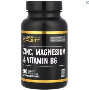 California Gold Nutrition Sport Zinc Magnesium and Vitamin B6 90 Veggie Capsules Muscle Strength and Recovery