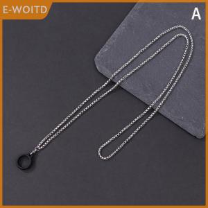 【E-WOITD】 Anti-Lost Pen Lanyard Anti-drop Portable Metal Chain Necklace Lanyard Metal Lanyard Sling Snake Bone Chain With Rubble Ring