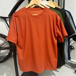 Waffle Cotton Plain Basic Comfortable Round Neck T Shirt Men