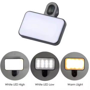 PL4 Lighting Konten 3 Warna Portable LED Light untuk Selfie dan Fotografi Lampu Saku Kecantikan Lampu Jepit Selfie