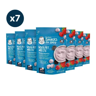 [Carton of 7] Gerber Mixed Berries Yogurt Melts Baby Snack 28g - From 8 Months