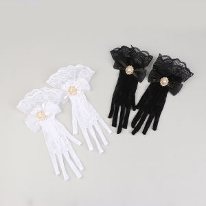 baoda Christmas Gift Girl Lolita Mesh Bow Flower Lace Gloves Black White Lace Gloves lolita Lace Sleeves Cosplay Jewelry