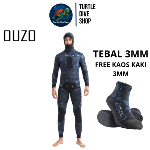 Wetsuit OUZO 3MM Neoprene Free Kaos Kaki Kamuflase Anti Jellyfish Anti Air Spearfishing