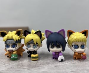 Set of 4 mini figure Naruto Boruto Uzumaki Sasuke Uchiha Figure Toy Petit Chara Land Naruto Model