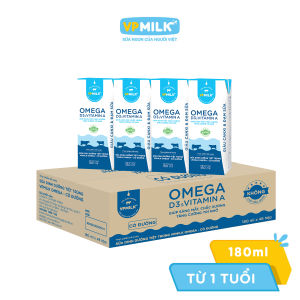 [Thùng 48 hộp 180ml] Sữa Dinh Dưỡng Tiệt Trùng VPMilk Omega CÓ ĐƯỜNG hộp cho bé trên 1 tuổi