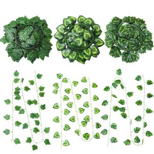 CHCA 12pcs ทำเอง ตกแต่งพวงมาลัยใบไม้จำลอง พลาสติก ใบไม้เทียม ใบไม้เทียมจากฤดูใบไม้ผลิ ไม่ซ้ำใคร ทำมือ ดอกไม้ประดิษฐ์แบบเถา ตกแต่งพืช