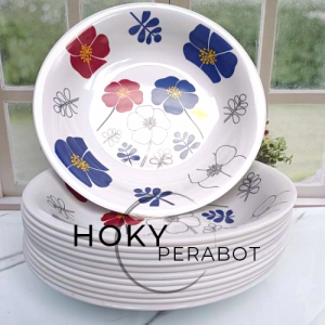 12 Piring makan melamin bulat cekung 9 inch Melamin tebal