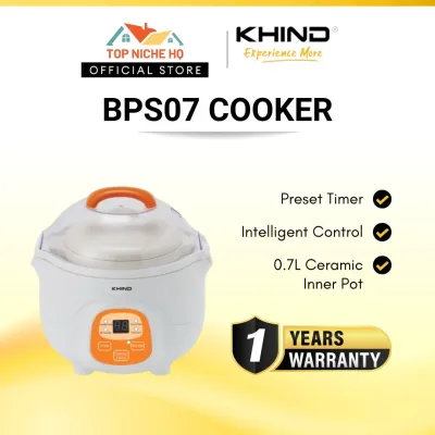 Khind BPS07 Baby Porridge + Soup + Chawanmushi + Steam Cooker Ceramic Pot 0.7L Energy Saving 120W | Pemasak Bubur 煮粥锅