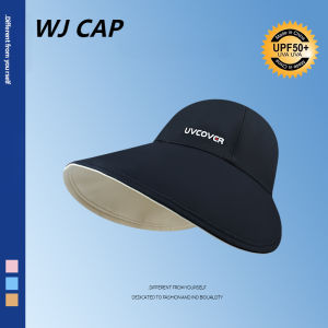 【WJ】Double sided wearable large eave empty top sunshade hat Summer UV resistant and breathable sunscreen hat ﻿