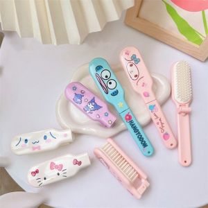 Sanrio Hellokitty Kuromi Cinnamorol Mymelody Foldable Combs Portable Hairdressing Comb Women Hair Brush Travel Massage Hairbrush