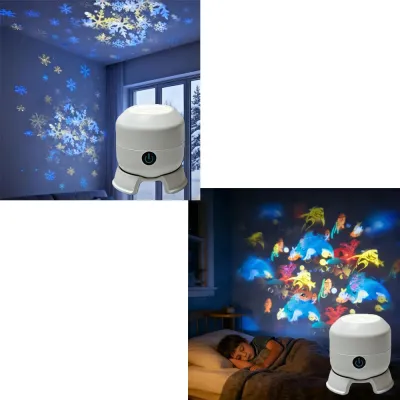 KEBETEME 360° Rotating LED Projection Night Light with 3 Films 7 Color Adjustable Brightness USB Powered Ocean Animal Starry Sky Projector Lamp for Kids Bedroom Decor Gift