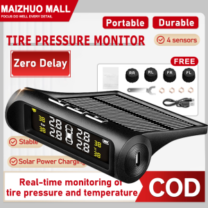 TPMS Tire Pressure Monitor LCD Display 4 External Sensors Multifunctional Protable Durable  Car Solar Car Pressure Alarm System High temperature / leakage / low battery alarm Real-Time Detection