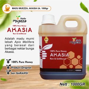 1KG MADU AKASIA ASLI MADU MUEZZA Grade A  100% PURE NATURAL HONEY  MADU ASLI MURNI ALAMI dari NEKTAR BUNGA AKASIA dg Rasa Madu Manis & Lembut Pilihan Kesukaan Keluarga sbg Minuman Kesehatan & Kebugaran