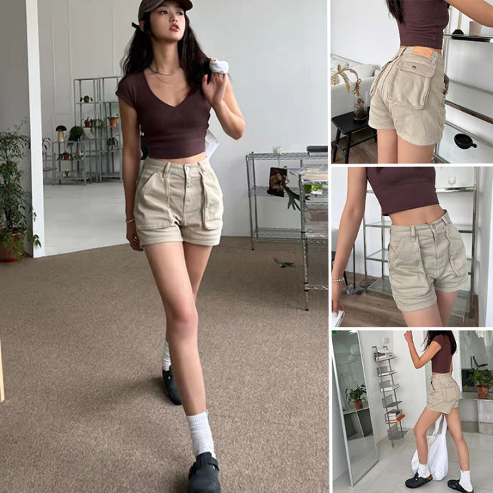 Hermarou Korean High Waist Denim Maong Shorts Women Fashion Cargo Jeans Shorts Lazada PH