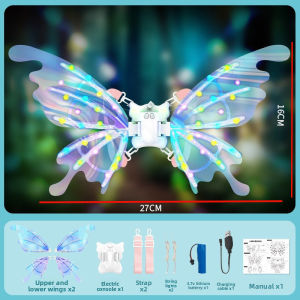 Girls Electrical Butterfly Wings With Music Lights Glowing Shiny Dress Up Moving Fairy Wings