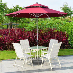Garden Umbrella with Solar Light with Base Stand Heavy Duty Outdoor Coffee Table Umbrella Waterproof Parasol Sunshade Anti-UV Solar Umbrella Canopy Multifunctional Garden Swimming Pool Balcony UV Windshield Cloth