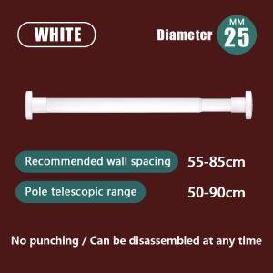 DEEYO Curtain Rods Adjustable Punch-free Accessories Stainless Steel Adjustable Pole Rod Shower Curtain Rod