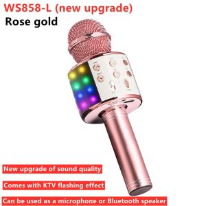 [✅SG Ready Stock]  WS858L Upgrade Wireless Karaoke Microphone Portable Bluetooth KTV Music Singing Speaker With Light Karaoke Microphone for Kids Singing 5 in 1 Wireless Bluetooth Microphone with LED Lights Karaoke Machine Portable Mic Speaker