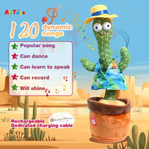 AliToys Dancing Cactus Stuffed Toy with Music Dance Birthday Party Decoration Plush fidget Toys for Boys and Kids Dolls Valentines Gift Ideas Girl Birthday Gifts