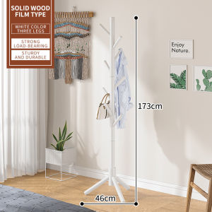 8 Hook Coat and Hat Rack Wooden Hanging Storage Rack for Clothes Outerwear Hats and Scarves