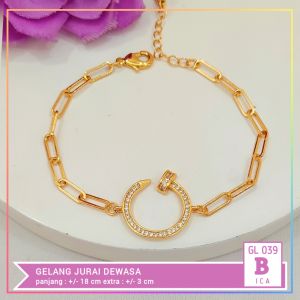 Nice Jewelry Gelang Dewasa Rantai Bunga Perhiasan Lapis Emas GL 039