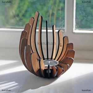 [COD] kunzhan Desktop Decorative Artworks Wooden Diy Handcrafted Candles Lamp Stands Decorative Arrangements Festival Gift Ornaments