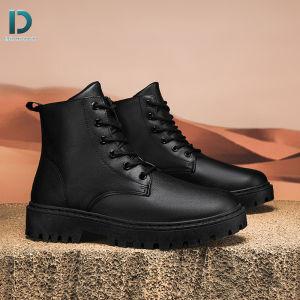 Autumn High Top Mortin Boots Casual Black Leather Shoes Mens Sneakers Motorcycle Boots Chunky Shoes