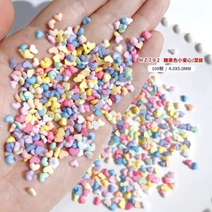 Dorisna 100Pcs Macaron Mini Love Heart Charms for 3D Nail Art Decoration Resin Nail Charms Rhinestone