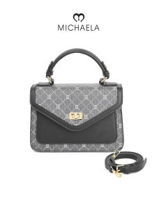 MICHAELA Sophisticated Checkered Sling Bag Twist Lock Top Handle Bag for Dating Travel HB5506042 LX