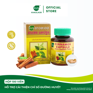 CHÍNH HÃNG - Hỗ trợ cải thiện đường huyết giảm lượng đường trong máu (100% Chiết xuất Thảo Dược) - Viên Quế Cinnamon Capsule Thái Lan - Hộp 100v
