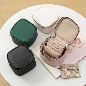 DRESSPLUS Portable Jewelry Box with 6 Pockets Small Pouches PU Leather Storage Bag Simple Large Capacity Travel Jewelry Case for Women and Girls
