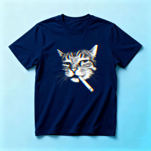 Trippy Glitch Smoking Cat T Shirt Men Women Vintage Tabby Cat Graphic Print Cotton Crew Neck Street Hip Hop Casual Top