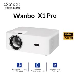 Wanbo X1 Pro Smart Projector Android Version with Wifi and Bluetooth 1080P 4K Mini Portable LCD Clear Projection with MTK Stable Performance/Full Glass Lens/Four Directional Keystone Correction/Home Theater