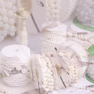 Imitation Pearls String Beads Chain for Craft Artificial Pearls Beads Chain for Wedding Party Bridals Dress Decoration