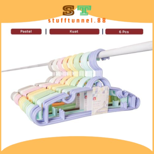Gantungan 6 pcs Gantungan Baju Universal Pastel Kuat Dan Kokoh Multifungsi