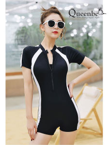 Đồ bơi nữ một mảnh liền thân Queenbe GLSWIM109 vải thun lạnh cao cấp co giãn ít thấm hút mau khô kèm mút ngực khóa trước