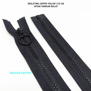 Resleting Zipper Ritsleting 125 cm Vislon Warna Hitam Model Set Open - End Atau Buka - Lepas Variasi Tarikan Bulat
