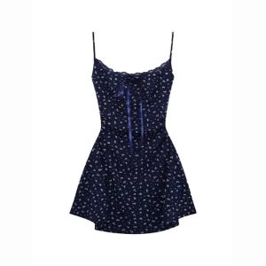 Sweet Spicy StrappyBodycon Dress Cover-Up For Women Fashionable Fall Arrivals French Floral Print Waist-Defining