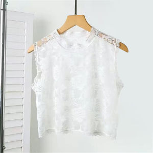 ChoiFoo เสื้อกั๊กบางพอดีตัวลูกไม้ฤดูร้อนของผู้หญิงเสื้อเอวลอยมุมมองกลวง Cewek Seksi เสื้อแขนกุด MODE Korea เสื้อแขนกุดลูกไม้เย็นและระบายอากาศด้านบนบาง