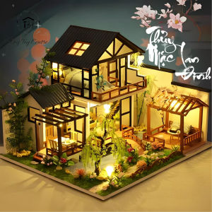 Mô hình đồ chơi DIY Nhà búp bê thủ công tự làm lấy bằng gỗ phong cách kiến trúc Trung Quốc cổ phong Thủy Mặc Lan Đình