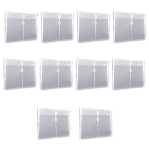 10Pcs String Closure File Wallet Letter Size Folder Clear Water Resistant File Envelope Document Organizers File Pouches
