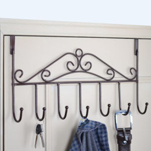 【Creative Nail Free】Door Hanger Hook 7 Hooks Rack for Hat Clothes Coat Towel Bag Metal Bathroom Bedroom Door Hanger Organizer