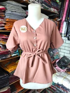 BAJU POLOS BLOUSE WANITA POLOS PENDEK TALI PINGGANG