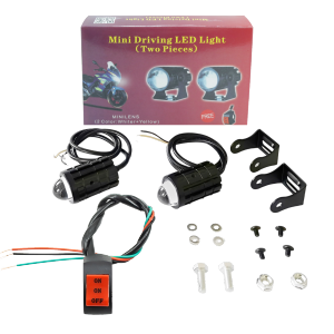 Motorcycle Mini Driving Lights White+Yellow Super Bright Spotlight LED Lights