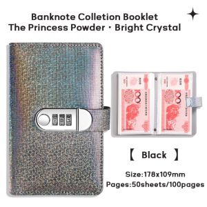 HEALMEYOU With Password Lock 100 Envelope Challenge Binder Cover PU Leather Saving Money Notebook High Quality Reusable Banknote Colletion Booklet