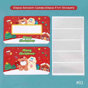 20Pcs Christmas Reward Scratch-off Vouchers Reward Gift Love Coupons DIY Xmas Notes Festival Tickets Love Note Game Cards
