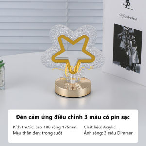 Đèn Bàn LED Cảm Ứng 3 Màu Sắc Pha Lê Có Điều Khiển Từ Xa Sạc Again Ánh Sáng Lung Linh - Quà Tặng Sinh Nhật