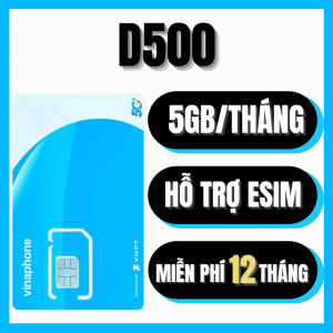 ( 12 THÁNG  ) Sim Vina 4G 5G Gói D500 D219 Tặng 5GB data tốc độ cao sử dụng mỗi tháng ( 60GB/năm ) - Dùng Liên Tục 12 Tháng Không Nạp Tiền  KHông Phát Sinh Chi Phí  . FREESHIP - CHƯA KÍCH HOẠT.